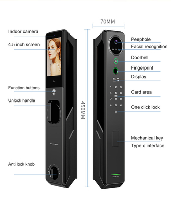 Heavyweight intelligent facial recognition lock Tuya Smart visual intercom