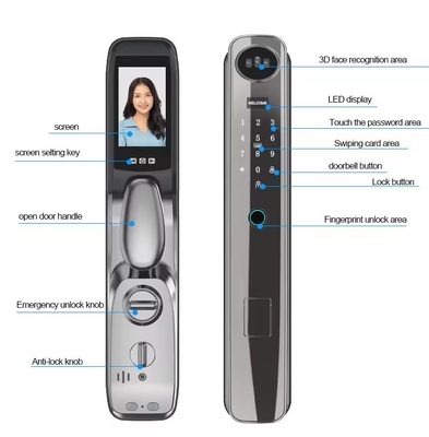 High quality intelligent facial recognition door lock supports 6 unlocking methods