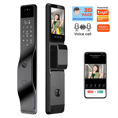 Hot selling black intelligent door lock with facial recognition and active intercom