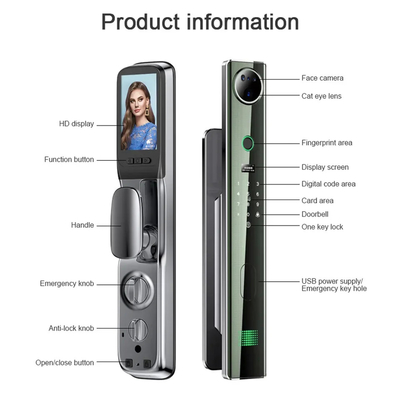 Glomarket Tuya Smart 3D Face Recognition Automatic Lock Cat Eye Biometric Fingerprint Digital Password Door Lock