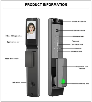 Glomarket Tuya Digital Smart Lock Fully Automatic Biometric System Security Fingerprint 3d Face Recognition Password Door Lock