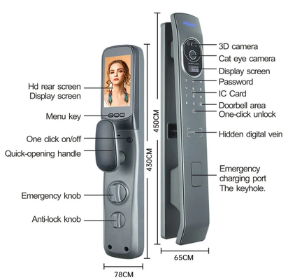 Glomarket Tuya Smart Door Lock 3d Face Recognition Automatic Smart Locks With Camera Smart Biometric Security Door Lock
