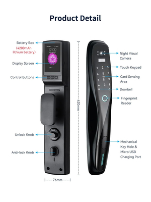 Glomarket 3D Face WIFI Smart Fully Automatic Smart Lock Fingerprint APP Card Key Unlock Intelligent Door Lock With Camera