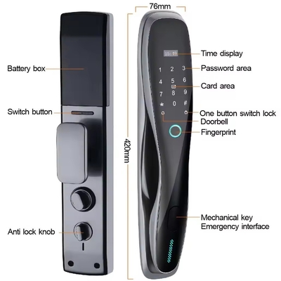 Glomarket 3D Face WIFI Smart Fully Automatic Smart Lock Fingerprint APP Card Key Unlock Intelligent Door Lock With Camera