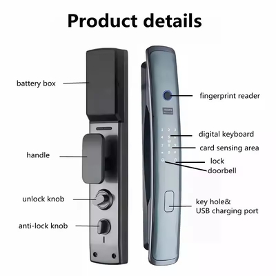 Glomarket Smart Tuya Wifi Door Lock Automatic Alarm Fingerprint Smart APP Key Digital Password Security Automatic lock