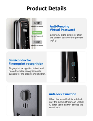 Glomarket Fully Automatic Tuya Wifi Smart Door Lock Mobile Phone Control Fingerfrint Digital Password Smart Lock With Camera
