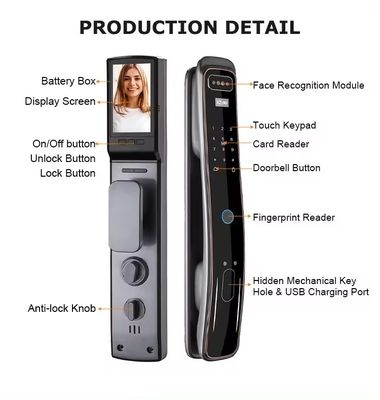 Glomarket Fully Automatic Tuya Wifi Smart Door Lock Mobile Phone Control Fingerfrint Digital Password Smart Lock With Camera