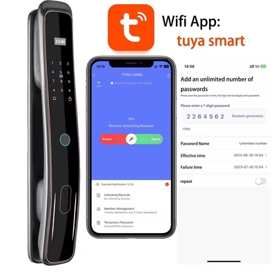 Glomarket Fully Automatic Tuya Wifi Smart Door Lock Mobile Phone Control Fingerfrint Digital Password Smart Lock With Camera