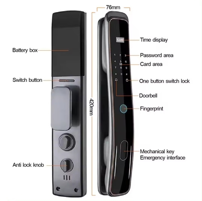 Glomarket Fully Automatic Tuya Wifi Smart Door Lock Mobile Phone Control Fingerfrint Digital Password Smart Lock With Camera