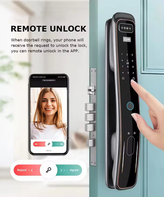 Glomarket Fully Automatic Tuya Wifi Smart Door Lock Mobile Phone Control Fingerfrint Digital Password Smart Lock With Camera