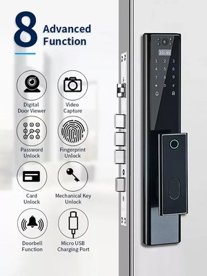 Glomarket Wireless Biometric Fingerprint Security Fully Automatic Smart Lock Digital Password Card Key Lock With Camera