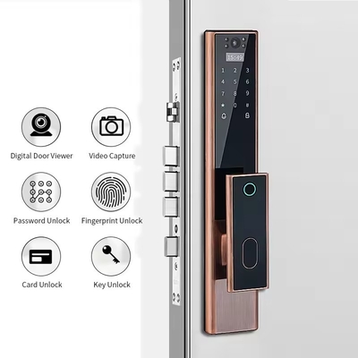 Glomarket Wireless Biometric Fingerprint Security Fully Automatic Smart Lock Digital Password Card Key Lock With Camera