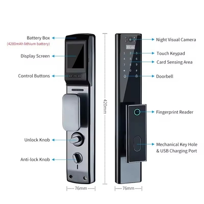 Glomarket Wireless Biometric Fingerprint Security Fully Automatic Smart Lock Digital Password Card Key Lock With Camera