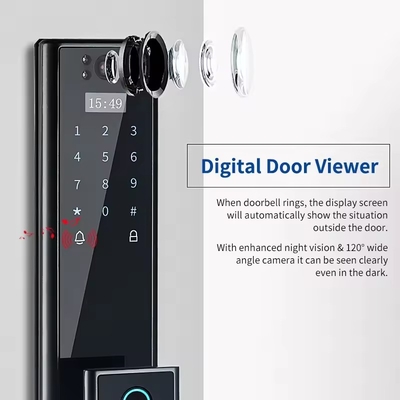 Glomarket Wireless Biometric Fingerprint Security Fully Automatic Smart Lock Digital Password Card Key Lock With Camera