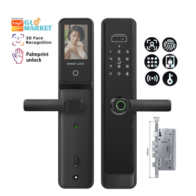 Glomarket Tuya Wifi Smart Lock Aluminum Wooden Door Face Recognition Palmprint Biometric Fingerprint Digital Smart Lock