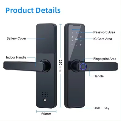 Glomarket Wifi Tuya Smart Door Lock Aluminum Fingerprint Password Card Key Unlock Biometric Digital Smart Lock