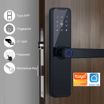 Glomarket Wifi Tuya Smart Door Lock Aluminum Fingerprint Password Card Key Unlock Biometric Digital Smart Lock
