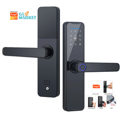Glomarket Wifi Tuya Smart Door Lock Aluminum Fingerprint Password Card Key Unlock Biometric Digital Smart Lock