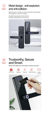 Glomarket Wifi Tuya Smart Door Lock Aluminum Fingerprint Password Card Key Unlock Biometric Digital Smart Lock