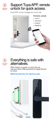 Glomarket Wifi Tuya Smart Door Lock Aluminum Fingerprint Password Card Key Unlock Biometric Digital Smart Lock