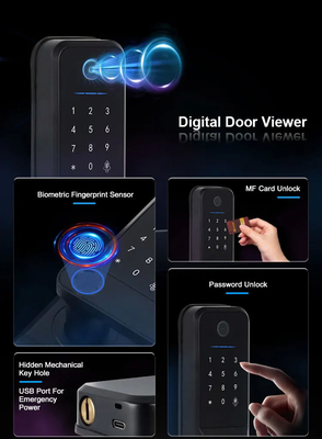 Glomarket Wifi Biometric Electronic Tuya App Remote Smart Lock Smart Fingerprint Door Lock With Cat Eye