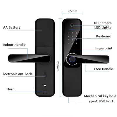 Glomarket Wifi Biometric Electronic Tuya App Remote Smart Lock Smart Fingerprint Door Lock With Cat Eye