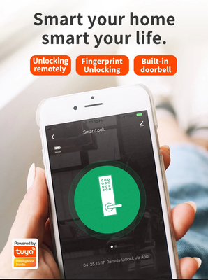 Glomarket Tuya Smart WiFi Digital Door Lock Code RFID IC Card Smartphone App Unlock Biometric Fingerprint Smart Lock