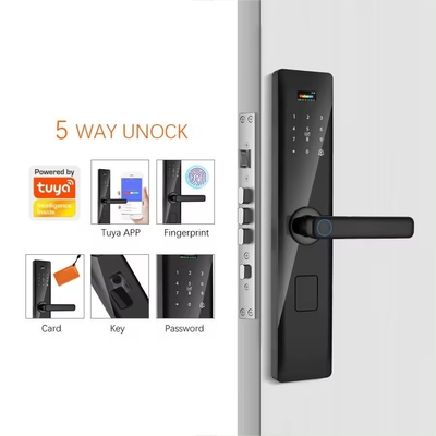 Glomarket Tuya Smart Security Digital Door Lock Biometric Fingerprint Handle Smart Lock Hotel Apartment Room Lock Factory Price