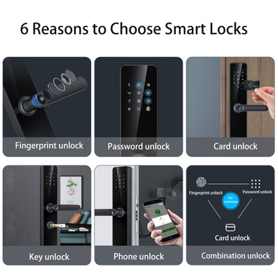 Glomarket Tuya Smart Security Digital Door Lock Biometric Fingerprint Handle Smart Lock Hotel Apartment Room Lock Factory Price