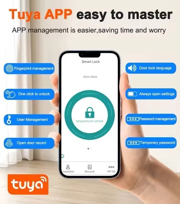 Glomarket Tuya Smart Security Digital Door Lock Biometric Fingerprint Handle Smart Lock Hotel Apartment Room Lock Factory Price