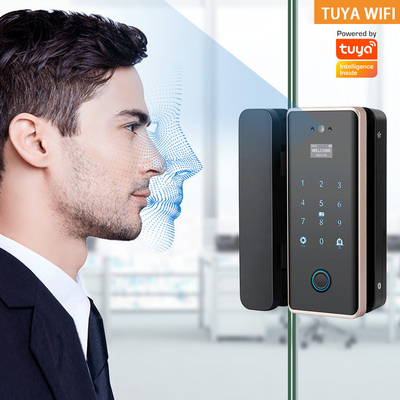 Glomarket Wifi Tuya App Remote Control Smart Fingerprint Glass Door Lock Card Password Face Unlock For Push Sliding Door