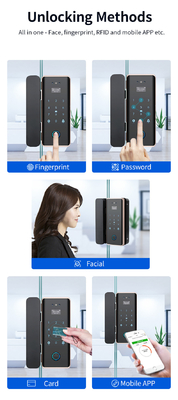 Glomarket Wifi Tuya App Remote Control Smart Fingerprint Glass Door Lock Card Password Face Unlock For Push Sliding Door