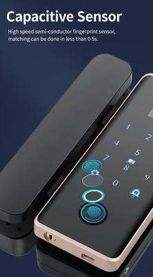Glomarket Wifi Tuya App Remote Control Smart Fingerprint Glass Door Lock Card Password Face Unlock For Push Sliding Door