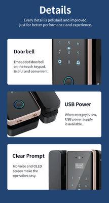 Glomarket Wifi Tuya App Remote Control Smart Fingerprint Glass Door Lock Card Password Face Unlock For Push Sliding Door