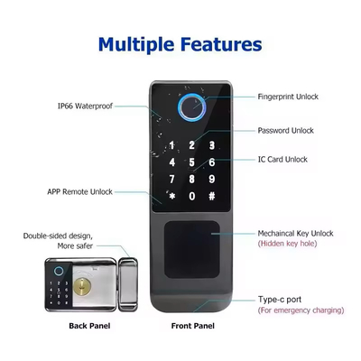 Glomarket Tuya Waterproof Digital TTLock Remote Unlock Double-sided Fingerprint Smart Lock