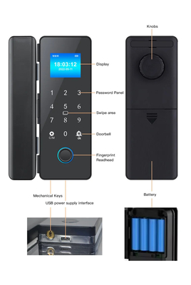 Glomarket Smart Glass Door Lock Wifi Remote Control Tuya app Office Lock Card Digital Biometric Fingerprint Door Lock