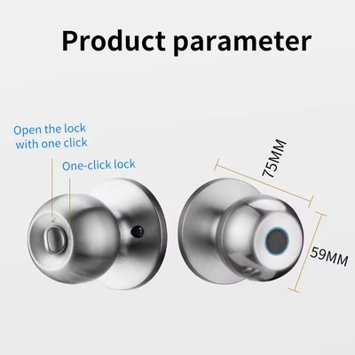 Glomarket Wholesale Intelligent Round Ball Knob Lock Keyless Smart Door Handle Lock Tuya App Control Smart Fingerprint Door Lock
