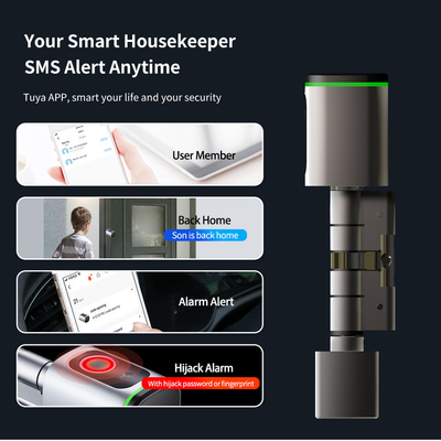 Glomarket Home Smart Door Lock Ttlock Smart Fingerprint Card Key Unlock Adjustable Cylinder Euro Smart Lock Tuya App Door Lock
