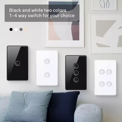 Glomarket Tuya Zigbee/wifi EU Tempered Glass Concave Button Touch Light Switch 1/2/3/4 Gang Wifi Wall Switch Work With Google Alexa