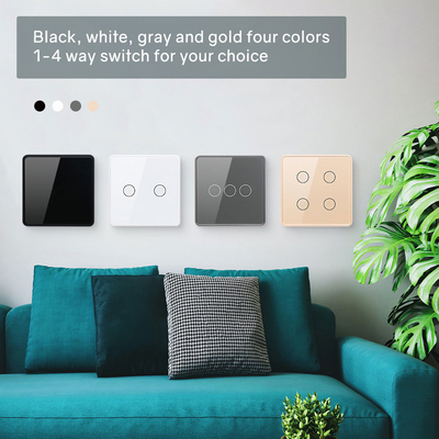 Glomarket Smart EU/UK 1-4Gang Wall Switch WIFI/Zigbee Glass Panel Light Switch Tuya Smart Switch With Google Alexa