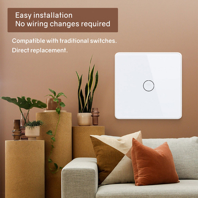 Glomarket Smart EU/UK 1-4Gang Wall Switch WIFI/Zigbee Glass Panel Light Switch Tuya Smart Switch With Google Alexa