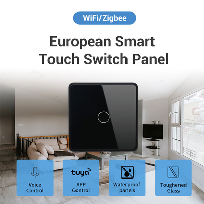 Glomarket Smart EU/UK 1-4Gang Wall Switch WIFI/Zigbee Glass Panel Light Switch Tuya Smart Switch With Google Alexa