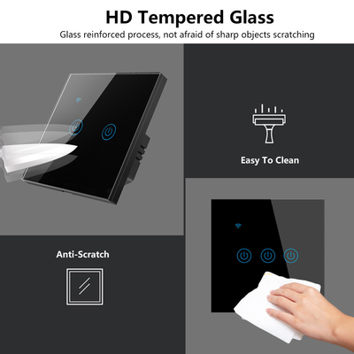 Glomarket EU 1/2/3/4 Gang Tuya Smart Switch Light Alexa Voice Control Touch Glass Wall Wireless WiFi Electrical Switch