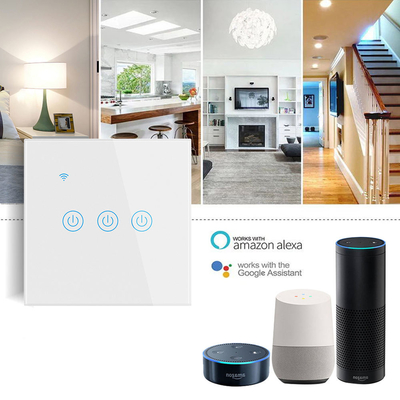 Glomarket EU 1/2/3/4 Gang Tuya Smart Switch Light Alexa Voice Control Touch Glass Wall Wireless WiFi Electrical Switch