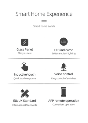 Glomarket EU 1/2/3/4 Gang Tuya Smart Switch Light Alexa Voice Control Touch Glass Wall Wireless WiFi Electrical Switch