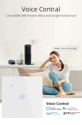 Glomarket EU 1/2/3/4 Gang Tuya Smart Switch Light Alexa Voice Control Touch Glass Wall Wireless WiFi Electrical Switch
