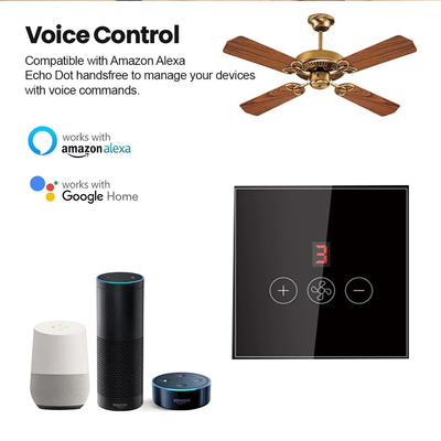 Glomarket Tuya Smart Wifi Ceiling Fan Switch Eu Standard Glass Touch Wall App Remote Control Electrical Fan Speed Switch