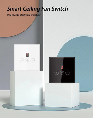 Glomarket Tuya Smart Wifi Ceiling Fan Switch Eu Standard Glass Touch Wall App Remote Control Electrical Fan Speed Switch
