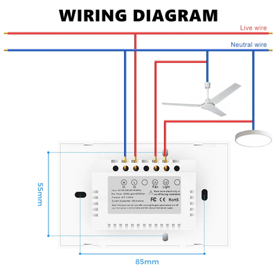Glomarket Tuya Wifi Fan Light Switch Touch 3 In 1 Switch 5 Speed Adjustment Ceiling Fan Switch For Alexa Google Home