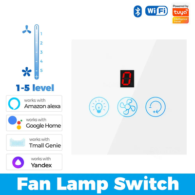Glomarket Tuya Wifi Fan Light Switch Touch 3 In 1 Switch 5 Speed Adjustment Ceiling Fan Switch For Alexa Google Home